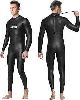 RealonMen Women CR Triathlon Wetsuit 3mm Smoothskin Neoprene Full Wet Suits Back Zipper Cold Water Keep Warm for Surfing Snorkeling Diving Scuba
