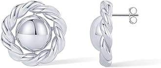 14K Gold Plated Chunky Stud Earrings for Women - Vintage Bold Statement Studs Jewelry