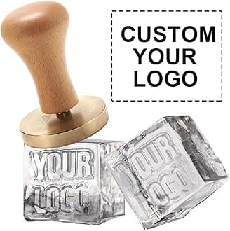 Custom Ice Cube Stamp Ice Branding Bar Stamp with Wood Handle for Cocktails Whiskey Mojito Bar Drink DIY Crafting (6.35cm)