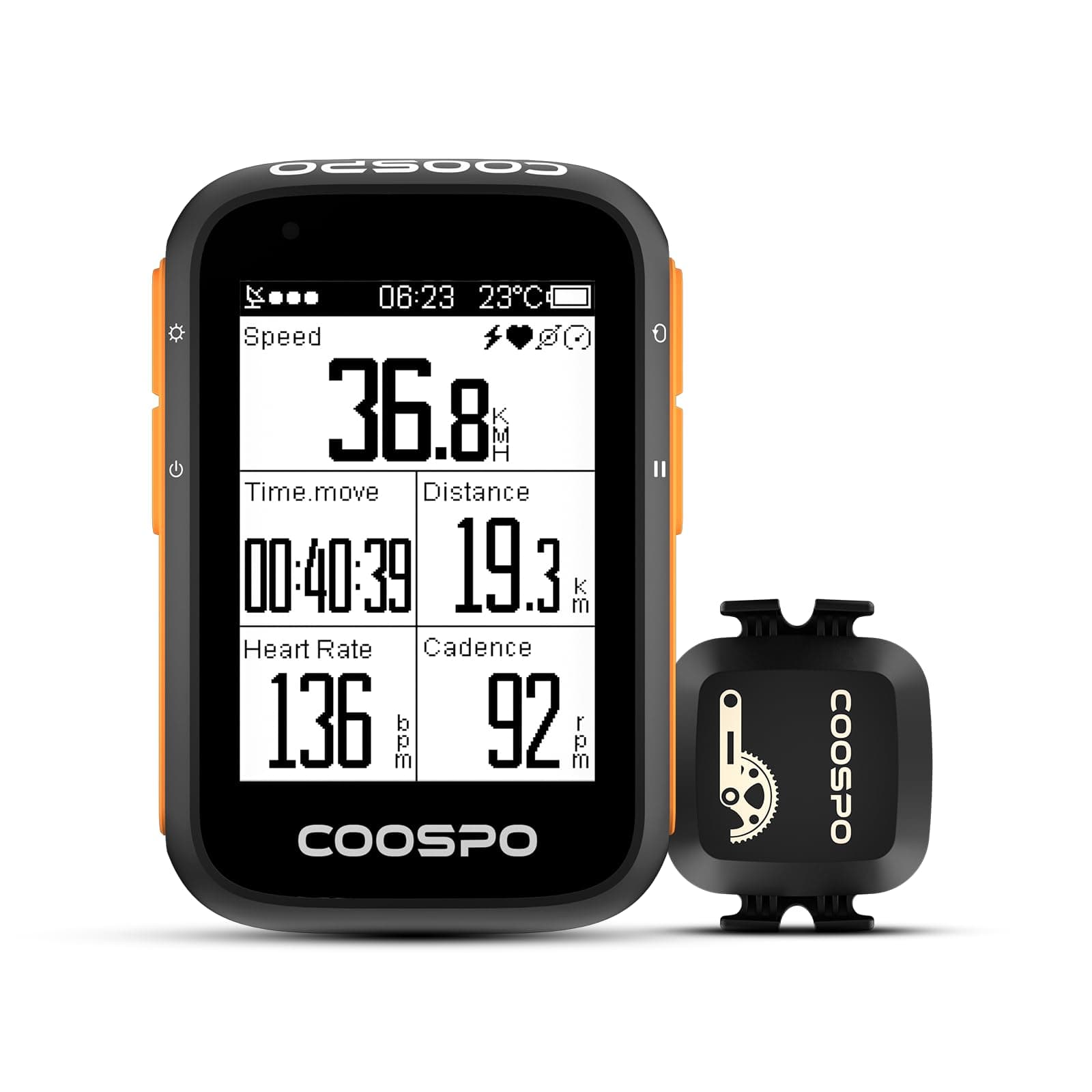 CooSpo GPS Bike Computer Wireless Cycling Computer Speedometer Odometer with 2.4 Inch LCD Display, 3 Satellite Systems 36 Hours Battery Life IP67 Waterproof Support BLE 5.0 ANT+