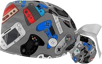 Women's Working Caps Bouffant Surgical Cap with Bow Scrunchies Little Daisy Art Paint Ponytail Holder Tie Back Scrub Hat