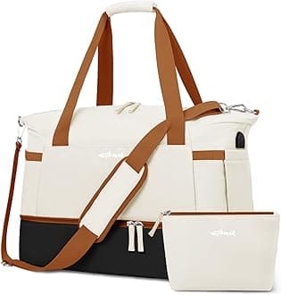 ETRONIK Gym Bag for Women, Travel Duffel Bag with USB Charging Port, Weekender Overnight Bag with Wet Pocket and Shoes Compartment for Women, Travel, Gym, Yoga