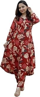 Leriya FashionEthnic Co Ord Set for Women Kurta Set for Women | 2 Piece Kurta Set | Kurta with Pant for Women (XX-Large, Maroon) LF-W1840&TR897