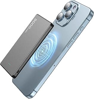 Magnetic Portable Charger Magnetic 5000mAh Ultra SlimforMagSafe Battery Pack, 0.3in3.9oz Mini Wireless Power Bank with 20W PD USB-C Two-Way Charging, Compatible for iPhone 15/14/13/12 Series (grizzly)
