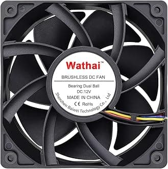 Wathai 12038 120mm x 38mm PWM Computer PC Case Fan 12V 4pin 5300rpm 230 CFM High Airflow Duall Ball CFM FG DC Brushless Cooling Fan
