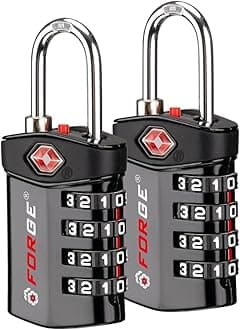 Forge Travel Lock TSA Approved Luggage Locks for Air Travel, Gym Lockers, Sch...