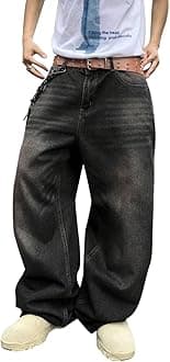 Mens Baggy Jeans for Men Women Y2k Skater Vintage Plain Pants Casual Wide Leg Jeans Loose Fit Denim Jeans