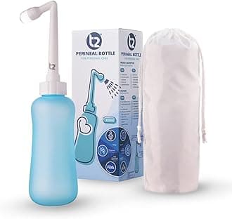 T2 Peri Bottle - Portable Bidet for Postpartum Care, Pain Relief - 450ml Plastic Squeeze Bottle with 60° Nozzle & Washable Storage Bag - Hospital Bag Maternity Essential, Gift for Mum to Be