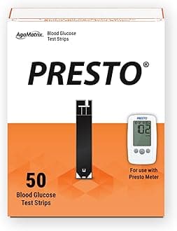 AgaMatrix Presto Test Strips, 50 Count (Pack of 1) | Use with AgaMatrix Presto Blood Glucose Monitor Only | Not for use with Other Meters | 1 Box, 50 Diabetes Test Strips