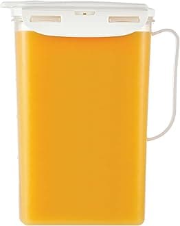 Aqua Fridge Door Water Jug with Handle BPA Free Plastic Pitcher with Flip Top Lid Perfect for Making Teas and Juices, 2 Quarts, Ivory