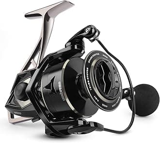 Megatron Spinning Reel, Great Saltwater Spinning Fishing Reel, Rigid Aluminum Frame 7+1 Double-Shielded Stainless-Steel BB, Over 30 lbs. Carbon Drag, CNC Aluminum Spool & Handle