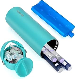 YOUSHARES Insulin Cooler Travel Case - 48H Non-Electric Cooling Bottle with TSA Approved Ice Pack, Diabetic Medication Pen Vials Refrigerator, Medical Carry Case Portable for 1–5 EpiPens