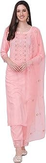 Women's Cotton Embroidery Salwar Suit Set Kurta Pant with Dupatta Kurta Set for Women