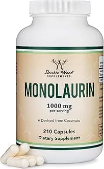 Monolaurin Immune Support Supplement 1,000mg per Serving, 210 Capsules (Vegan Safe, Non-GMO, Gluten Free) Immune Booster for Adults, Immune System Defense by Double Wood