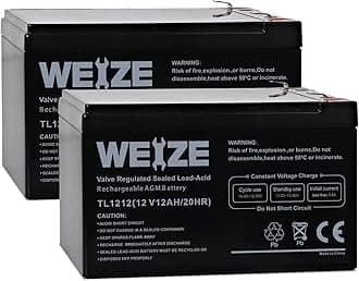 Weize 12 Volt 12AH SLA Rechargeable Battery Replace UB12120, EXP1212, 6FM12, LHR12-12, GPS12-12, F2, 2 Pack