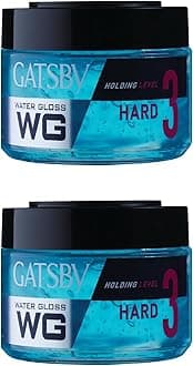 Gatsby Japan Water Gloss - Hard, 300gm each Pack of 2 | Wet Look Hair Gel, Shine Effect, Long Lasting Hold, Non Sticky, Easy Wash Off, Holding Level 3