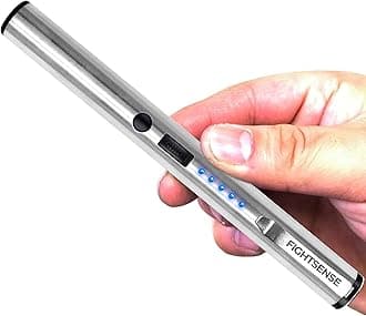 FIGHTSENSE Pen Stun Gun for Self Defense Battery Life Indicator, Belt Clip, Pen Flashlight stun Gun for Women self Defense