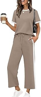 XIEERDUO Women's Side Slit Lounge Sets 2026 Fashion 2 Piece Travel Outfits Cozy Loungewear Wide Leg Tracksuits S-3XL