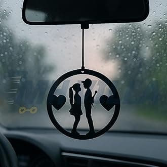 M H Villa Love-Bird Car Hanging Dream Catcher for Stylish Car Decoration Items Interior, Handmade Boho Charm Car Hanging Accessories Interior, Feathered Ornament Car Mirror Hanging Gift