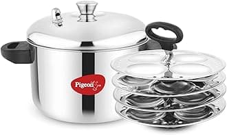 Pigeon Stainless Steel Idly Maker 4 Plates Compatible with Induction and Gas Stove