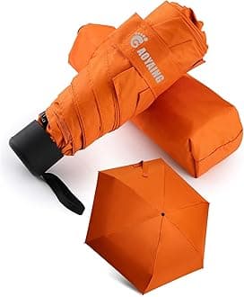 GAOYAING Compact Travel Umbrella with Case Sun&Rain Lightweight Small and Compact Suit for Pocket Orange,34 Inches