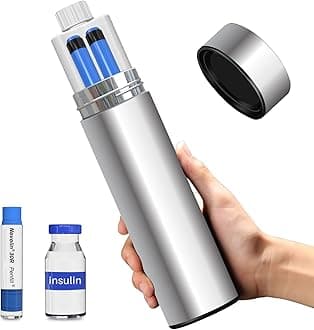 48H Insulin Pens Cooler Travel Case TSA Approved Diabetic Medicine Travel Cooler, Portable Insulin Medical Cooler - Silvery