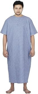 Women Poly Cotton Both Side Wearable Hospital Use Patient Casual Style Gown (Blue, Free Size )