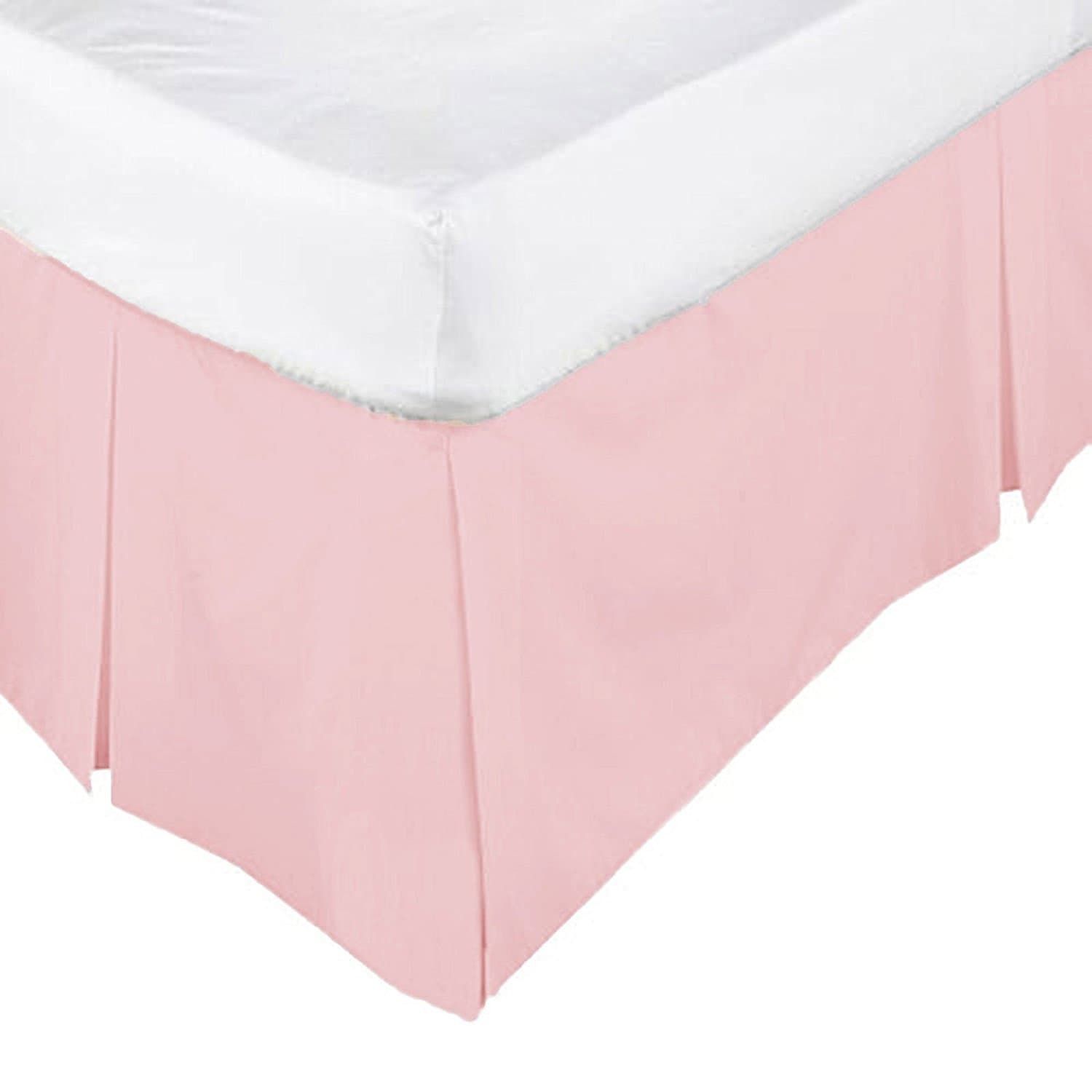 EGYPTO Polycotton Base Valance Bed Sheet, Pleated Styling - 16" EXTRA DEEP Valance (FIT OVER BASE) (Single Bed Pleated Valance, Soft Pink)