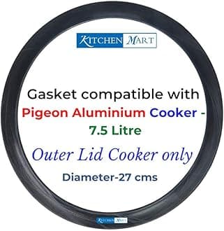 Nitrile Rubber Gasket Compatible with Pigeon Aluminium Pressure cooker (Outer Lid) 7.5 Litres, Black
