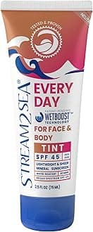 SPF 45 Every Day Tint Mineral Sunscreen | 2.5 Fl Oz Biodegradable, Paraben Free & Reef Safe Sunscreen | Non-Greasy Tinted Sunscreen For Face | Protection Against UVA & UVB for Face & Body