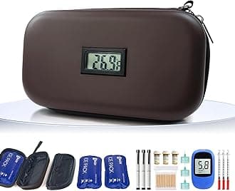 Gosemai TSA Approved Insulin Cooler Travel Case Medication Cooler for Travel with Thermometer Temperature Display Diabetic Medication Organizer Medical Travel Cooler Bag with 2 Ice Pack (Brown)