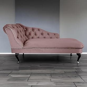 – RegentTufted Chaise Lounge Sofa & Seating Handmade Velvet Living Room Bedroom Hallway Black Accent Chair (Left Hand, Heather)