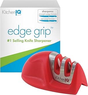 anchara Kitchen IQ 50883 Edge Grip 2-Stage Knife Sharpener, Red