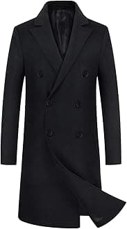 Mens Trench Coat Winter Wool Blend Jacket Overcoat Long Top Coat Warm Pea Coat
