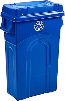 United Solutions Highboy Recycling Bin with Swing Lid, 23 Gallon, Space Saving Slim Profile and Easy Bag Removal, Handles for Easy Carrying, Indoor/Outdoor Use, Recycle Blue, 1-Pack