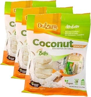 Dulzura Coconut Snacks - Light and Flaky Coconut Treats - 3.4 oz, (Pack of 3)