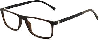 Blue Light Filter Computer Glasses for Mens Rectangle Eyewear Clear Optical Eyeglasses Frame …, C-brown, 54 millimeters