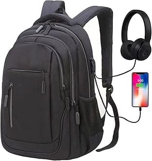 Qiccijoo Travel Backpack for Men or Women Business Laptop Backpack with Usb Charging Port College School Computer Backpack Fits 15.6 Inch Laptop Notebook