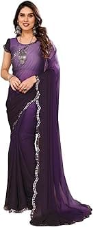The Urban Diva Women's Trending Ombre,Two-tone Silk Saree With Mirror Lace Border
