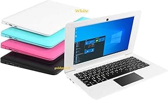 Windows 10 Computer Laptop Mini 10 Inch 32GB Ultra Thin and Light Netbook Quad Core CPU PC HDMI WiFi USB YouTube (White)