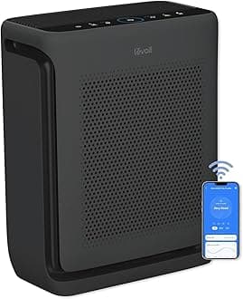LevoitAir Purifiers for Home Large Room Up to 1900 Ft² in 1 Hr with Washable Filters, Air Quality Monitor, Smart WiFi, HEPA Filter Captures Allergies, Pet Hair, Smoke in Bedroom, Vital 200S-P, Black
