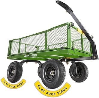 4 Cu. Steel Utility Cart with No-Flat Tires, Green (Amazon Exclusive)