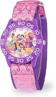 Princess Kids Plastic Time Teacher Analog Quartz Nylon Strap Watch, Pink, Strap, Pink, Strap