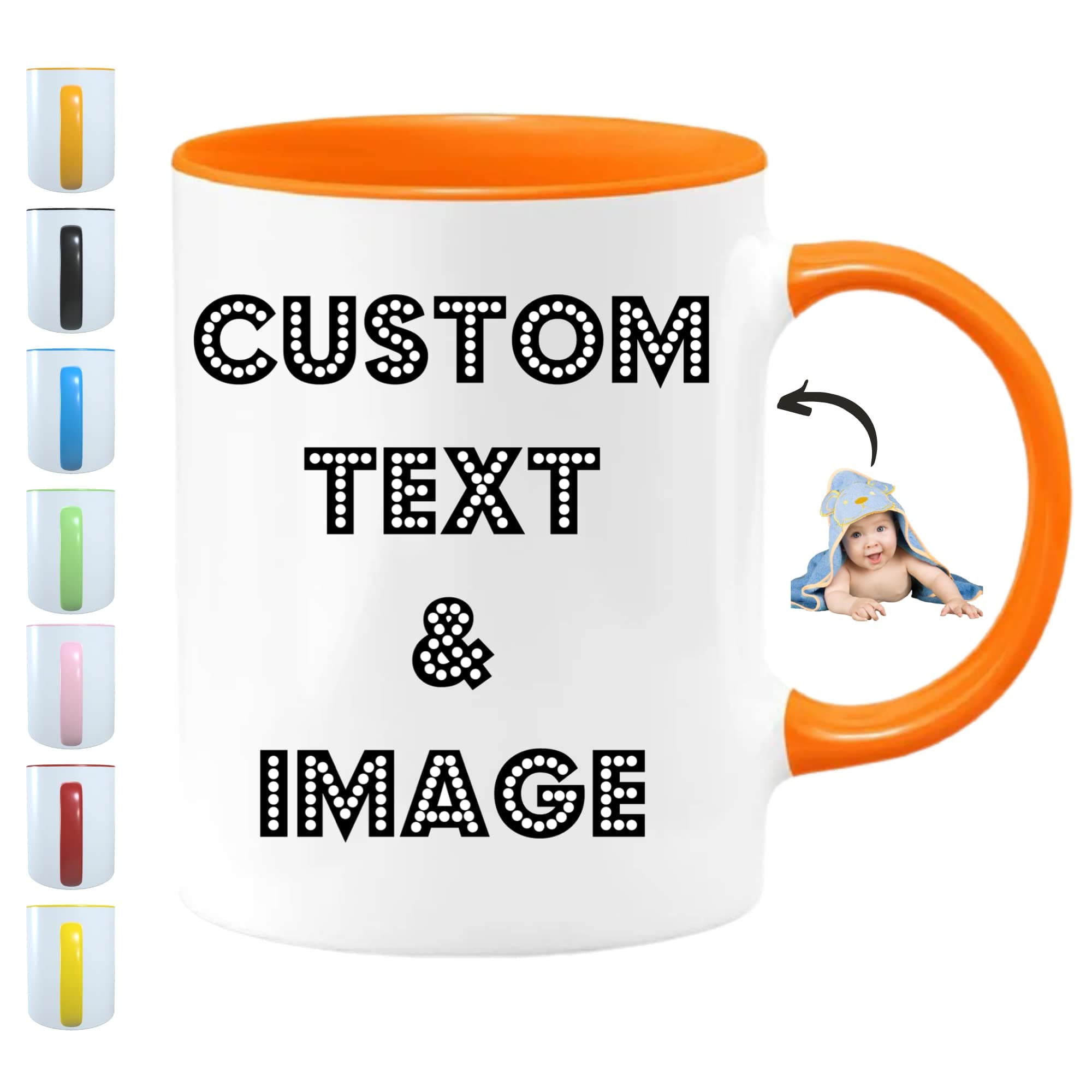 Personalized Photo Mug 11oz on Both Side Custom Mug with Picture Logo Text Personalized Coffee Mug Customized Gifts for Birthday Mother’s Day Housewarming Custom Coffee Mug Taza Personalizada (Orange)