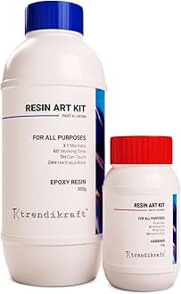TRENDIKRAFT 400 gms Crystal Clear Epoxy Resin Art Kit with Liquid Hardener Raisins Art & Craft Material For Beginners DIY Activities with High Gloss, Odour Free, Bubble Free Smooth Rasin (3:1 Mix)