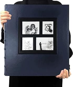 RECUTMS Photo Album 4x6 600 Photos Black Pages Large Capacity Leather Cover Wedding Family Photo Albums Holds 600 Horizontal and Vertical Photos Blue