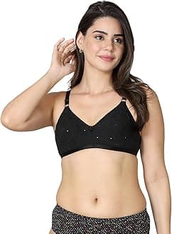 Vstar Women's Cotton Non-Padded Wire Free Everyday Bra Black
