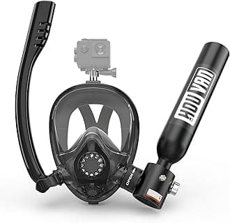 Mini Diving Pool with Snorkel Mask, 0.5L Inflatable Diving Pool with Full Face Diving Mask, Pony Bottle, Backup Diving Air Tank Suits for Leisure Snorkeling, Flat Diving