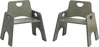 Stackable Wooden Toddler Chair, 10in, Grey Wash, 2-Pack