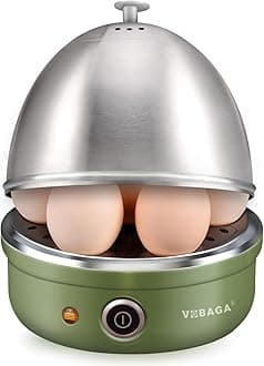 Electric Egg Cooker, Rapid Egg Boiler with Auto Shut Off for Soft, Medium, Hard Boiled, Poached, Steamed Eggs, Vegetables and Dumplings, Stainless Steel Tray with 7-Egg Capacity (Green)